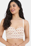 Zivame X Monisha Jaising Padded Wired Medium Coverage Strapless Bra - Ecru Bouquet Print — thumbnail 4